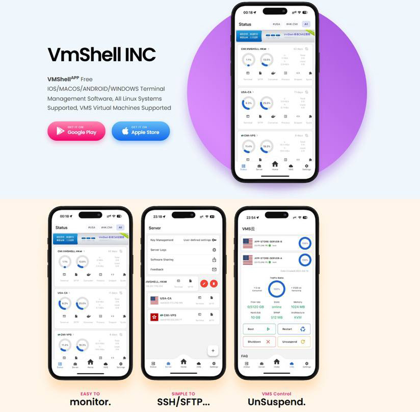 VmShell发布Linux管理工具软件IOS/Android/MacOS/Windows-国外VPS测评